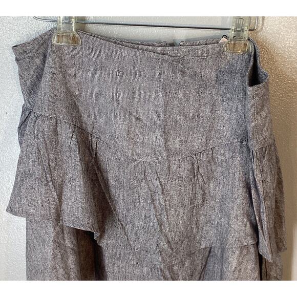 BCBGeneration Tiered Linen Blend Mini Skirt Black White XL NWT - Picture 3 of 9